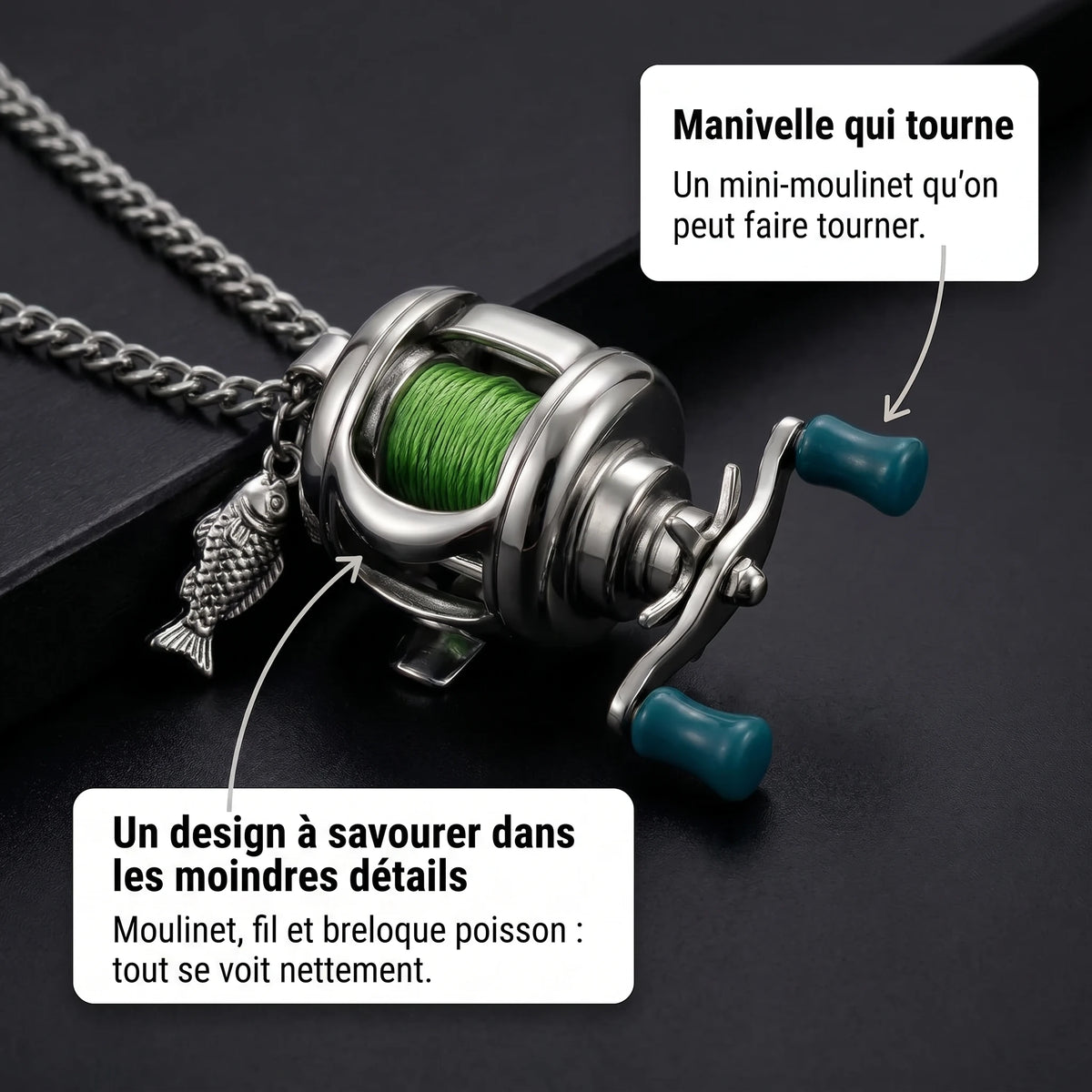 LACIAGA Mini moulinet de pêche décoratif